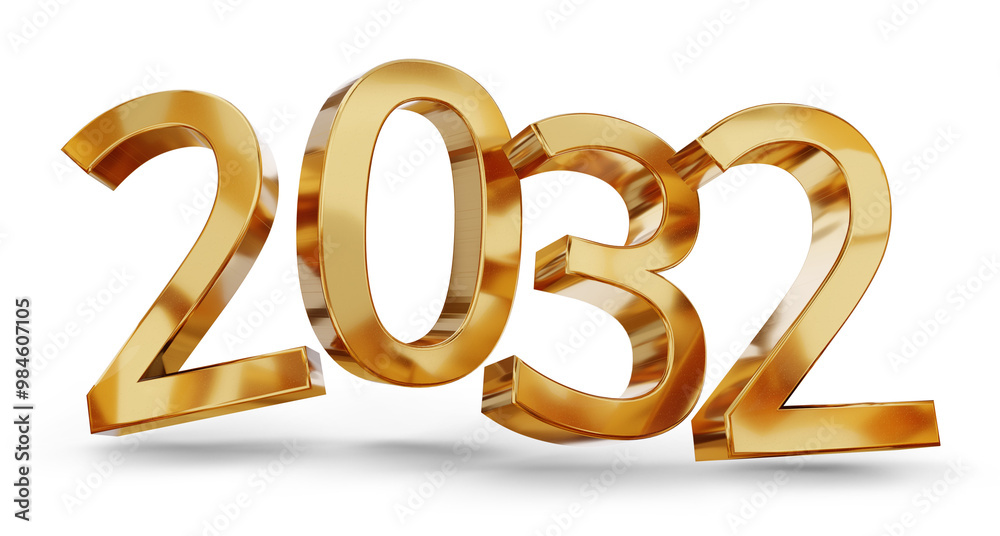 year 2032 golden symbol, 3d-illustration year 2032 golden symbol, 3d-illustration