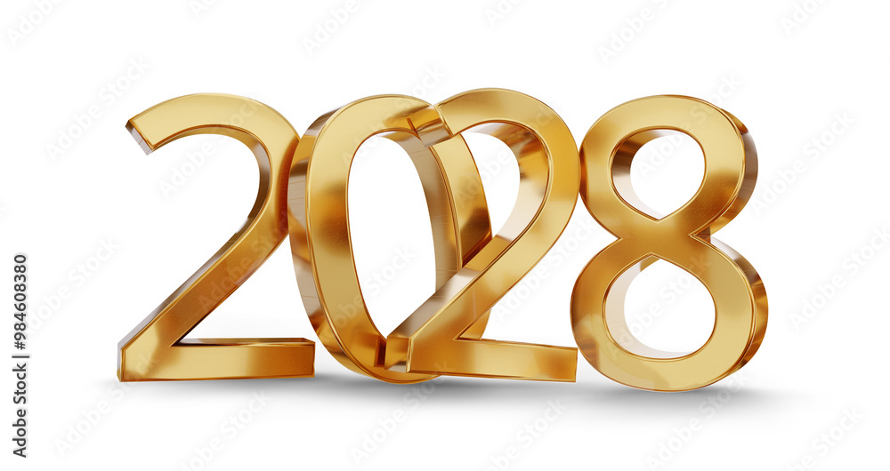 year 2028 golden symbol, 3d-illustration year 2028 golden symbol, 3d-illustration