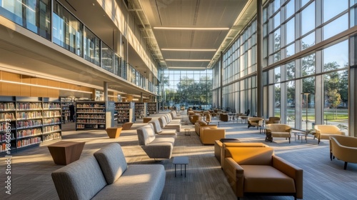 Modern Library Interior with Natural Light