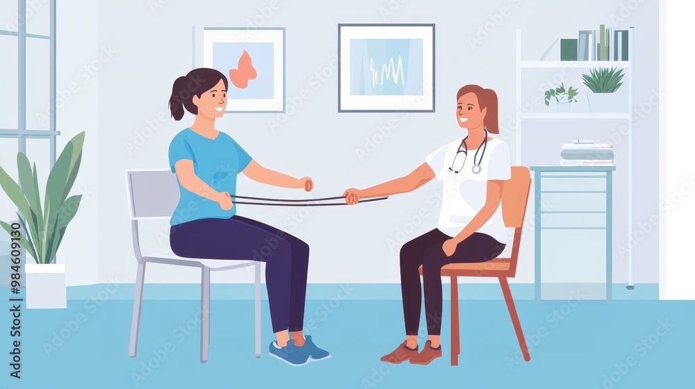 Physical Therapy Session with Patient and Therapist Physical Therapy Session with Patient and Therapist