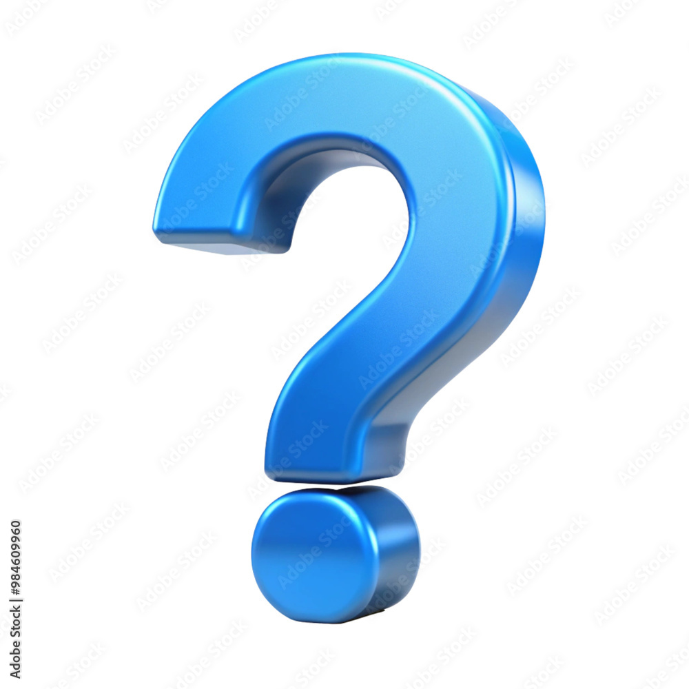 Bright blue 3d question mark isolated on white or transparent background Bright blue 3d question mark isolated on white or transparent background