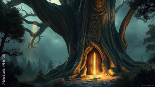 Ancient Tree with Doorway to Another Realm
