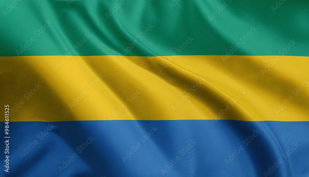 ガボンの国旗(waving national flag of Gabon.)
ガボンの国旗(waving national flag of Gabon.)