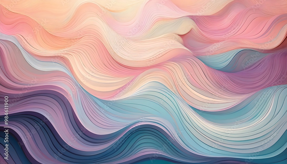Obraz premium Abstract ripples in pastel-toned gradient hues