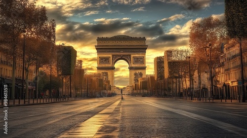 Fototapeta Naklejka Na Ścianę i Meble -  Paris' Arc de Triomphe.
