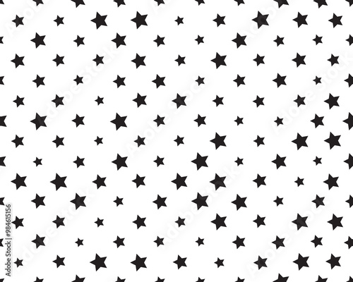 Seamless pattern with black stars on a white background 