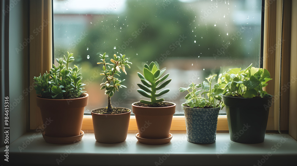 Simple potted plants on a windowsill.
Simple potted plants on a windowsill.