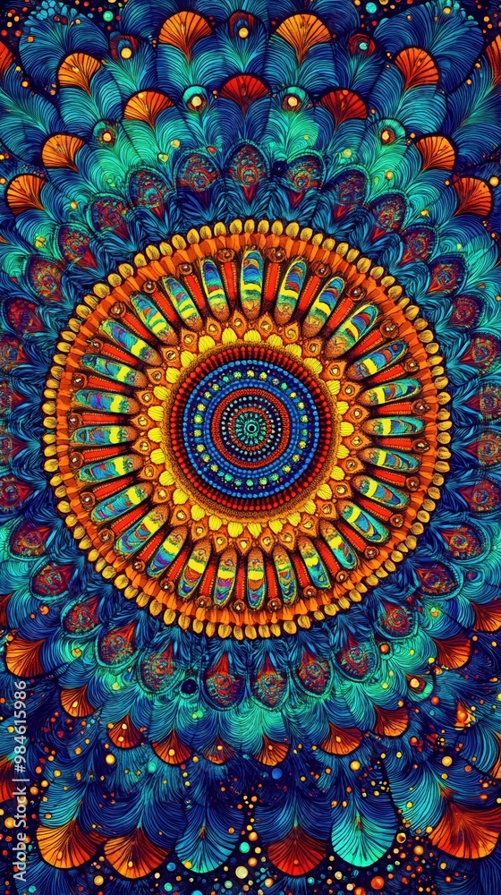 Intricate mandala design featuring vibrant colors and patterns, perfect for artistic and creative projects. Intricate mandala design featuring vibrant colors and patterns, perfect for artistic and creative projects.