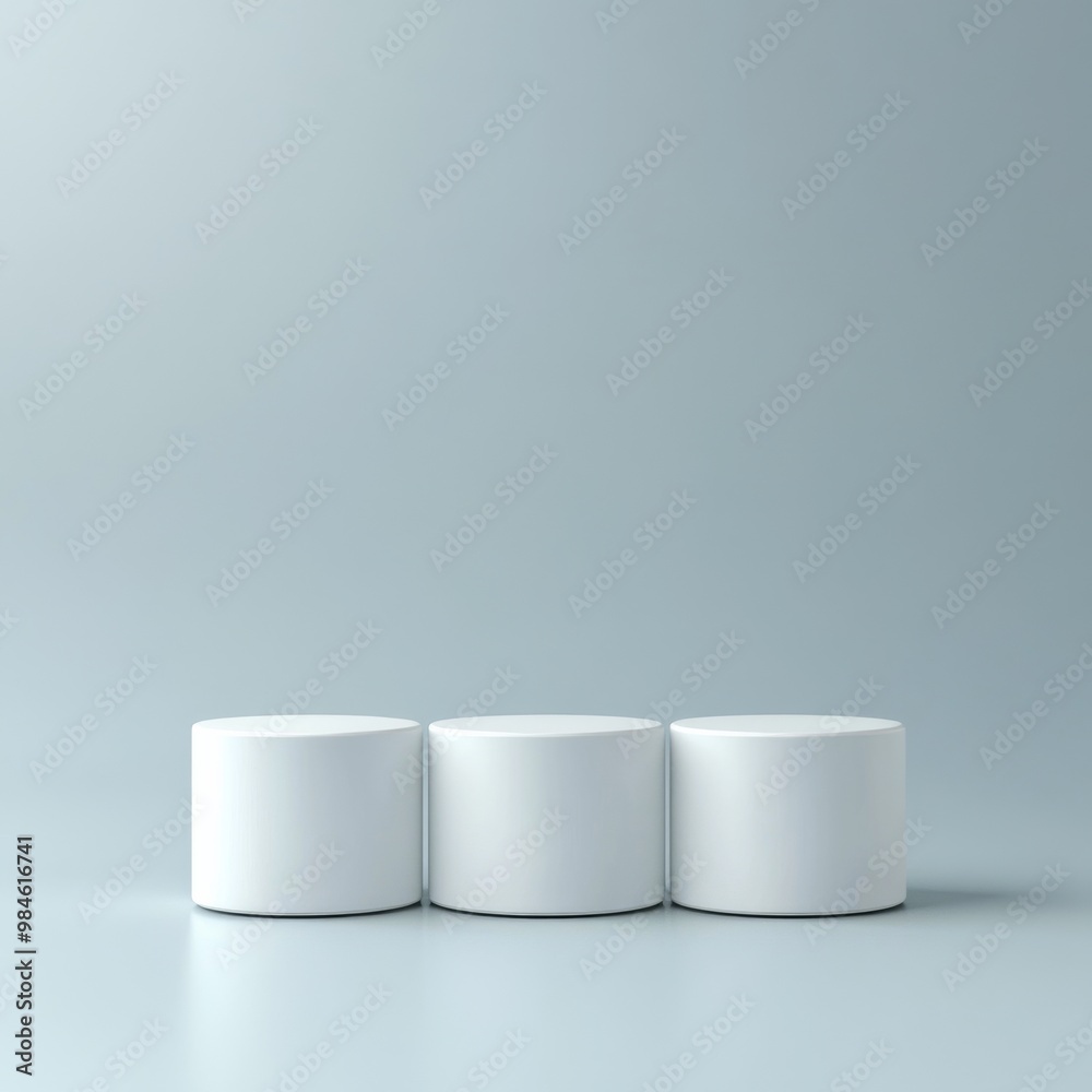 Minimalist White Cylinders on Blue Background, 3D Render, Product Display, Mockup , podium, background, minimal Minimalist White Cylinders on Blue Background, 3D Render, Product Display, Mockup , podium, background, minimal