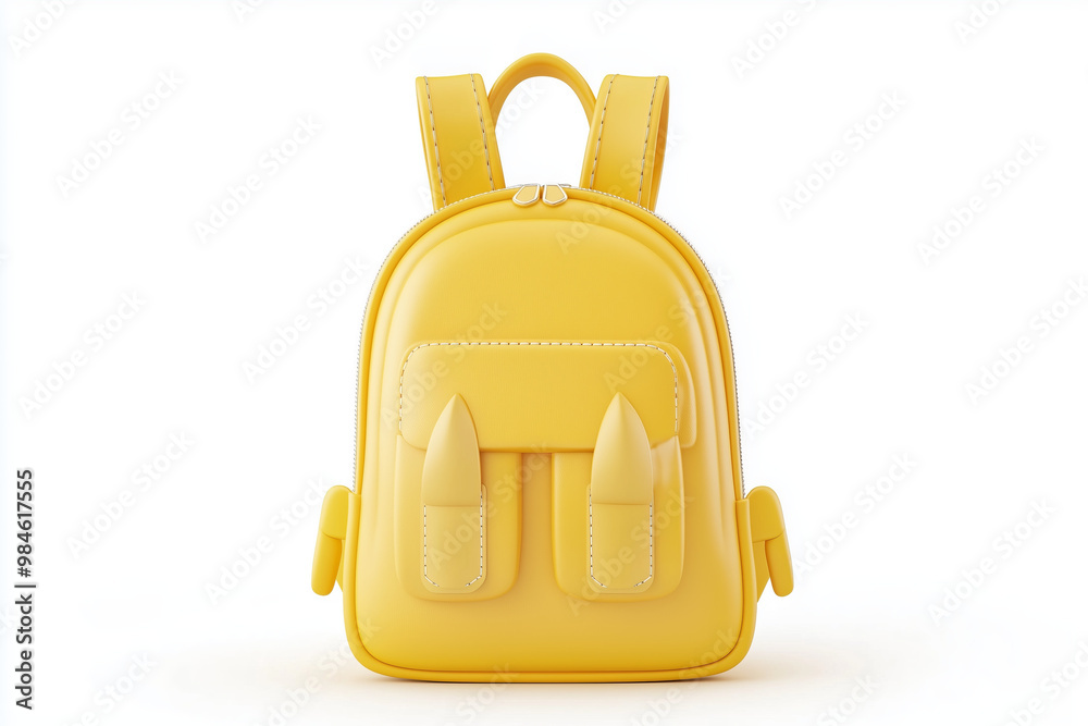 Fototapeta premium A bright yellow backpack with a zipper and two pockets.