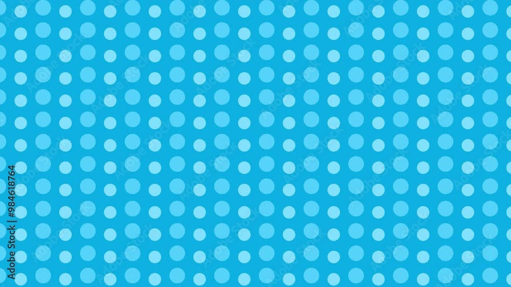 Blue and light blue polka dots crossing up and down. 4K motion loop blue background.