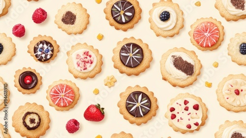 Homemade cookie patterns showcasing diverse flavors in pastries featuring collectible natural ingredients in biscuits transitioning from sweet treats to breakfast items