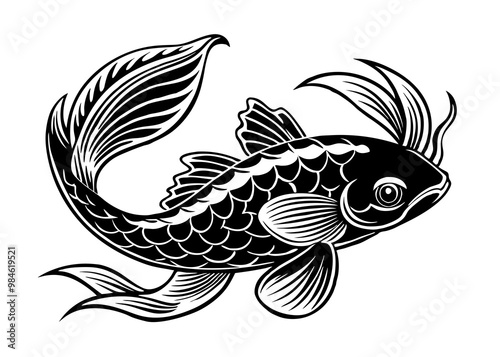 Koi Fish silhouette vector illustration