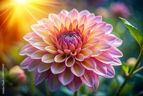 A beautiful pink and yellow flower with a yellow center