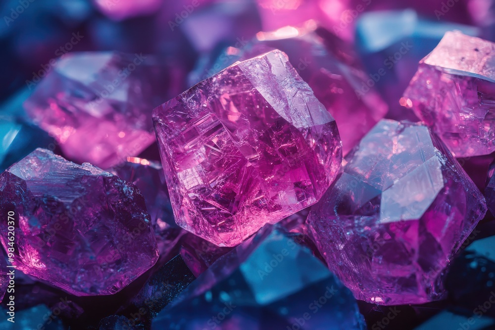 Vibrant purple amethyst crystals with striking geometry Vibrant purple amethyst crystals with striking geometry