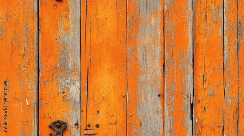 Rustic Texture of an Orange Wooden Door