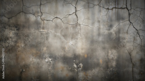 Cracked and weathered stone wall texture with grunge effect in muted colors