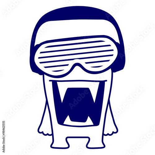 Cool Happy Music Face Crazy Best Party Monster DJ Funny Listening Headphone Sunglasses Listen Loud Bass Sound Night Clubber Raver Disco Club Band Concert Techno Discothek Love Humor Fun Illustration