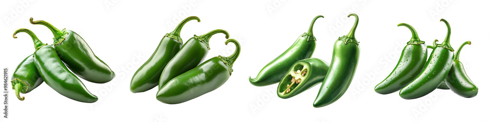 Jalapeno Peppers - Spicy and crisp Isolated on Clear White Background Highly Detailed