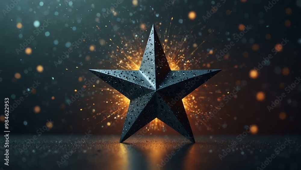 Rotating 3D Star on Shimmering Background