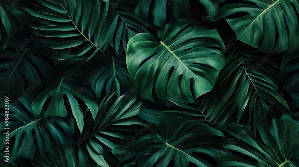 Tropical palm leaf against a dark backdrop Tropical palm leaf against a dark backdrop