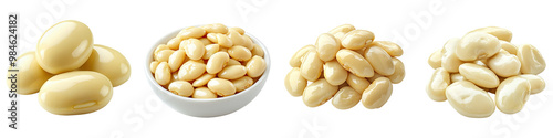 Butter Beans - Soft and creamy Isolated on Clear White Background Highly Detailed 