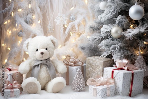 A Teddy Bear Christmas Winter Wonderland, Toys and Christmas Tree