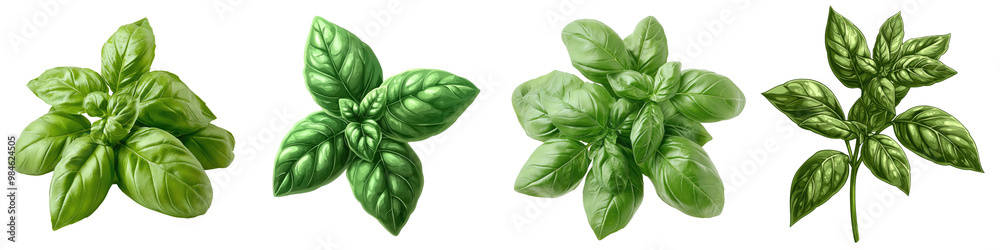 Basil - Sweet and fragrant ideal for Italian and Thai dishes Isolated on Clear White Background Highly Detailed Basil - Sweet and fragrant ideal for Italian and Thai dishes Isolated on Clear White Background Highly Detailed