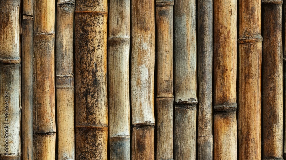 Bamboo texture background featuring a wooden fence Bamboo texture background featuring a wooden fence