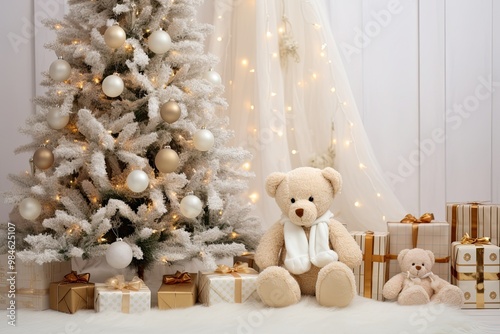 A Teddy Bear Christmas Winter Wonderland, Toys and Christmas Tree