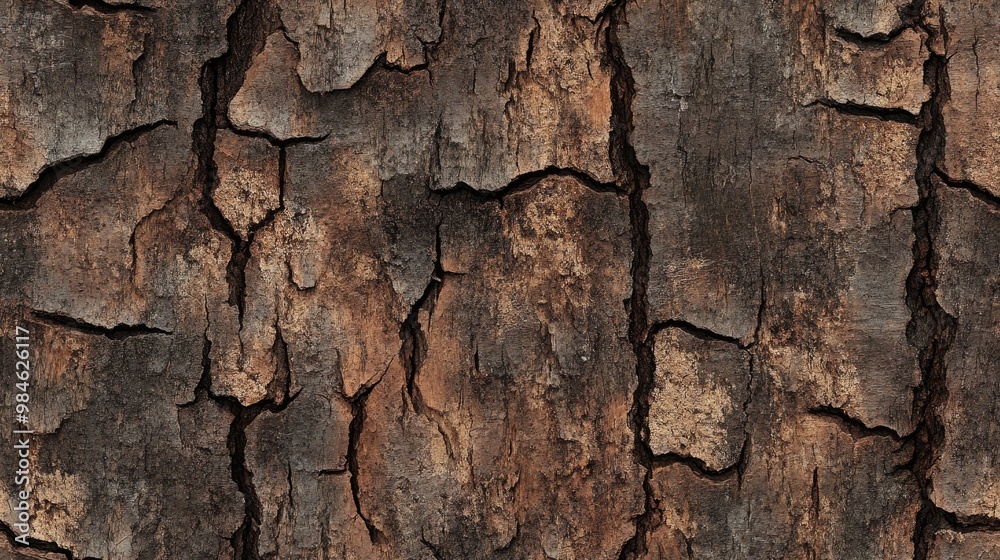 Seamless wood background featuring tree bark texture Detailed texture of tree bark with visible cracking patterns Seamless wood background featuring tree bark texture Detailed texture of tree bark with visible cracking patterns