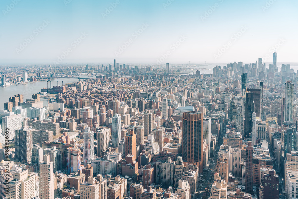 Expansive aerial view of New York City