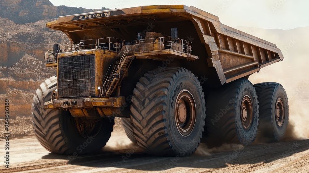 Massive Mining Truck Hauling Loads in Remote Location Massive Mining Truck Hauling Loads in Remote Location