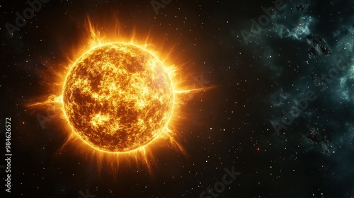 Sun's Blazing Glory In The Vastness Of Space