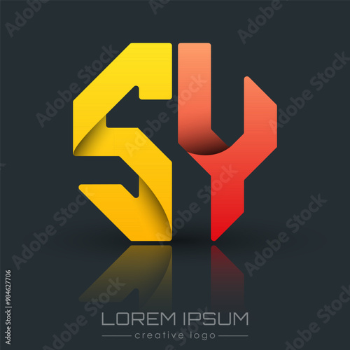 Creative design of the letters S and Y. A template for a corporate brand, logo, and business card. A recognizable element of the brand name. The idea of thematic creativity