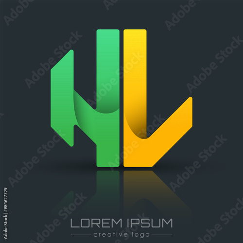 Creative design of the letters N and L. A template for a corporate brand, logo, and business card. A recognizable element of the brand name. The idea of thematic creativity