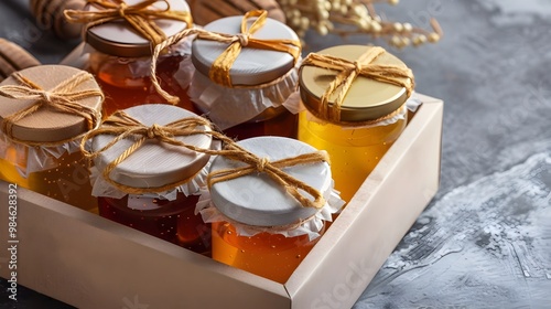 Beautifully Packaged Assorted Honey Jars for Holiday Gift Giving photo