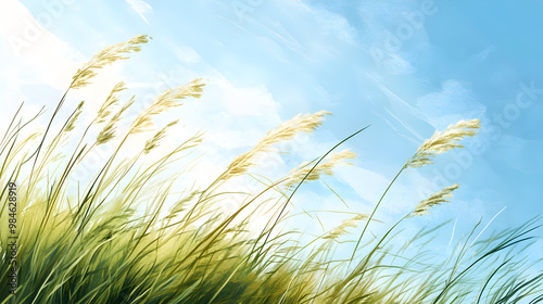 Tall grass swaying in the wind.


