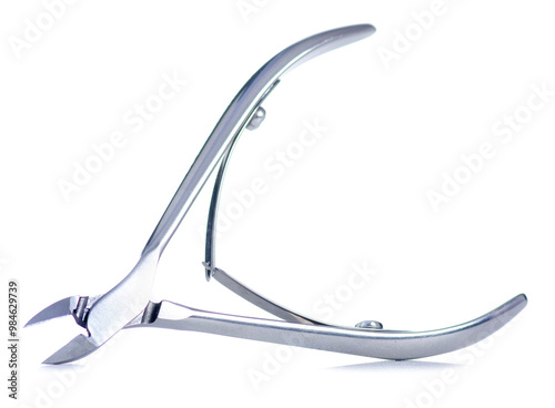 Metal manicure nipper on a white background isolation