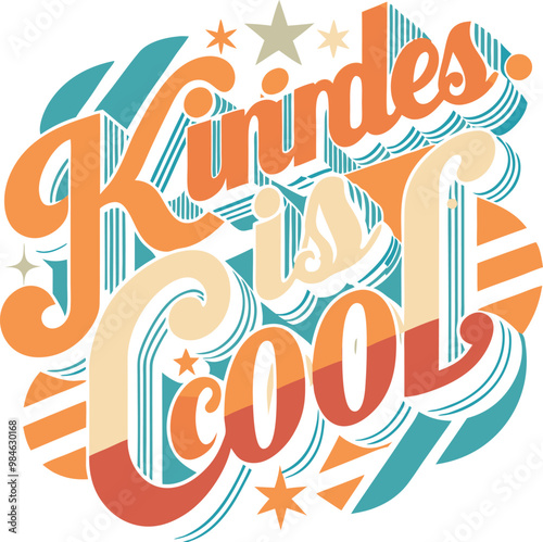 Message t shirt design lettering style “kindness and cool”. Generative AI.