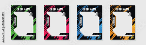 Trading card template design for sports, picture frame for player performance, photo frame or border collection for hockey, basketball and football player, sports flyer design, template eps 10.