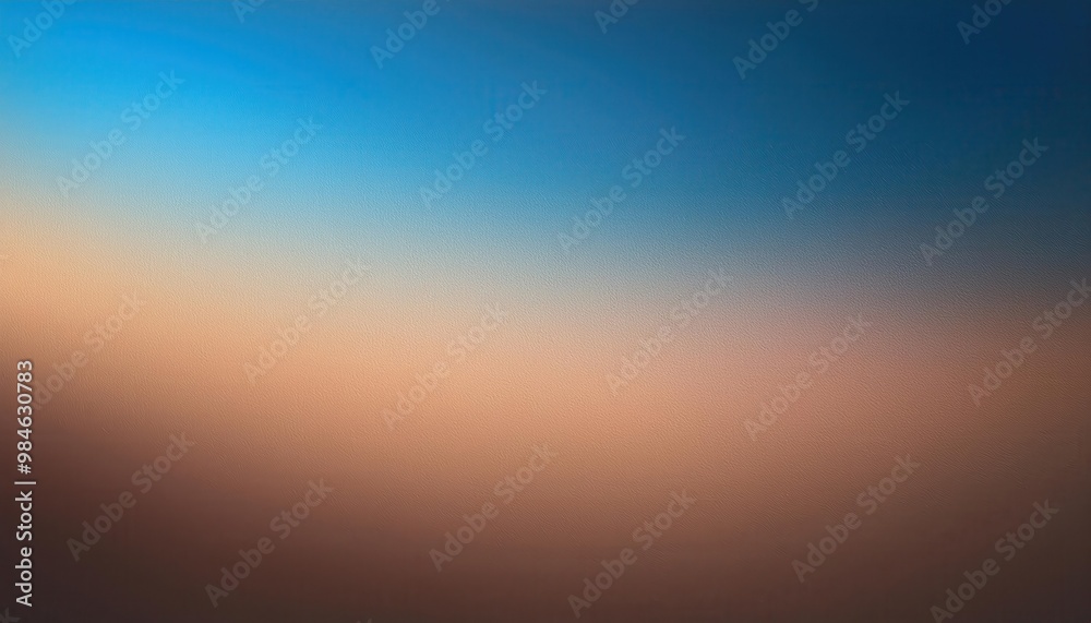Serene Gradient of Dusk and Dawn. Soft Transition from Warm Orange Horizon to Calm Blue. Grainy Retro Noise Banner Texture Web Design Copy Space Poster Backdrop Serene Gradient of Dusk and Dawn. Soft Transition from Warm Orange Horizon to Calm Blue. Grainy Retro Noise Banner Texture Web Design Copy Space Poster Backdrop