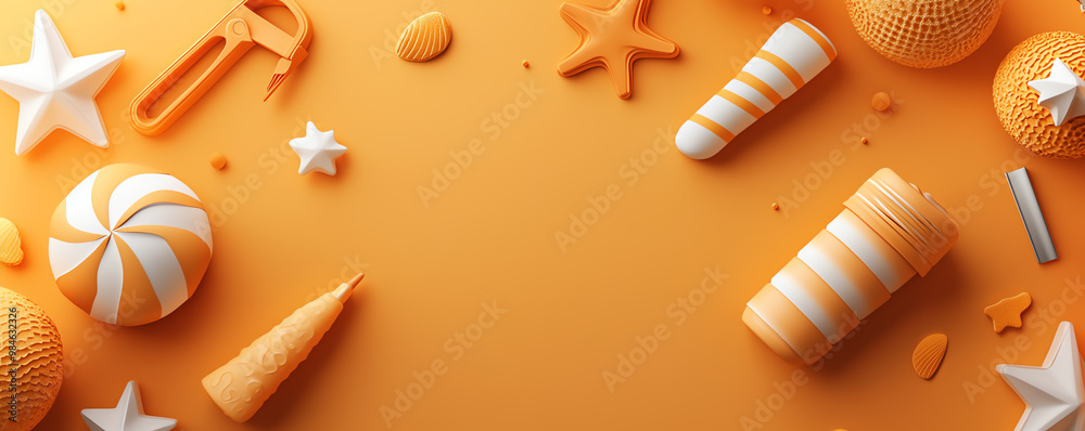 Design journey concept, scattered tools, curved path, flat design illustration Design journey concept, scattered tools, curved path, flat design illustration