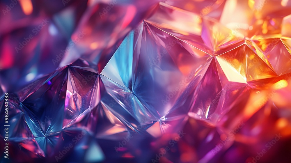Close-up of Multicolored Crystal with a Geometric Pattern Close-up of Multicolored Crystal with a Geometric Pattern