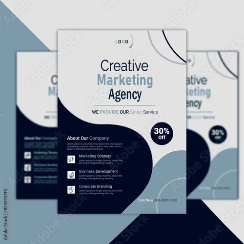 Creative business A4 size flyer vector template design for a digital marketing agency. or promotional	