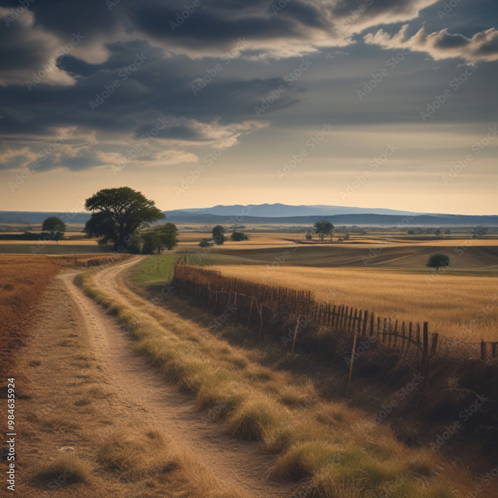 Fototapeta premium sunset over the field
