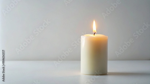 Minimalist Soft Glow Candle in Bright White Background