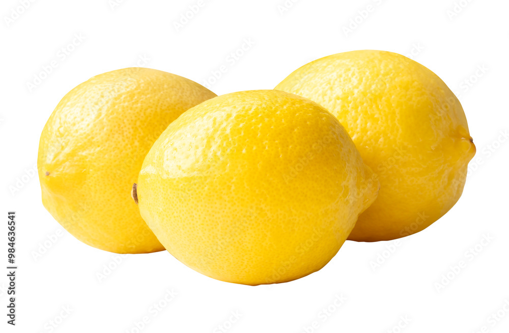 Side view of fresh yellow lemon fruits in stack isolated with clipping path in png file format Side view of fresh yellow lemon fruits in stack isolated with clipping path in png file format