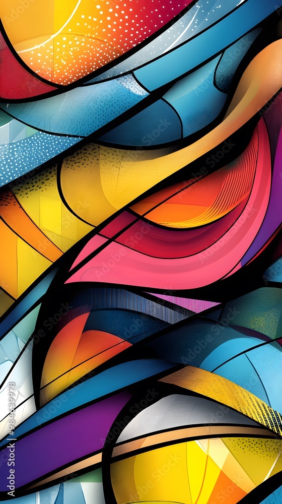 Fototapeta premium Colorful Geometric Shapes, Abstract, Texture, Pattern Background, Wallpaper, Cover and Screen for Smartphone, PC, Laptop, 9:16 and 16:9 Format