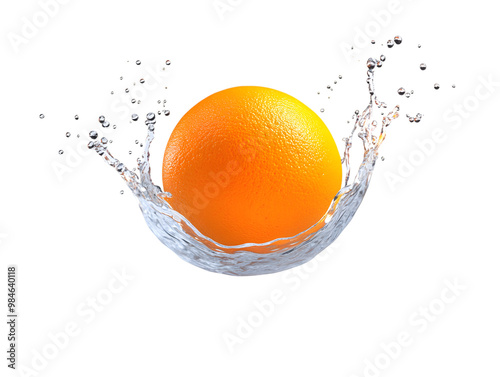 Orange splashing into water transparent background